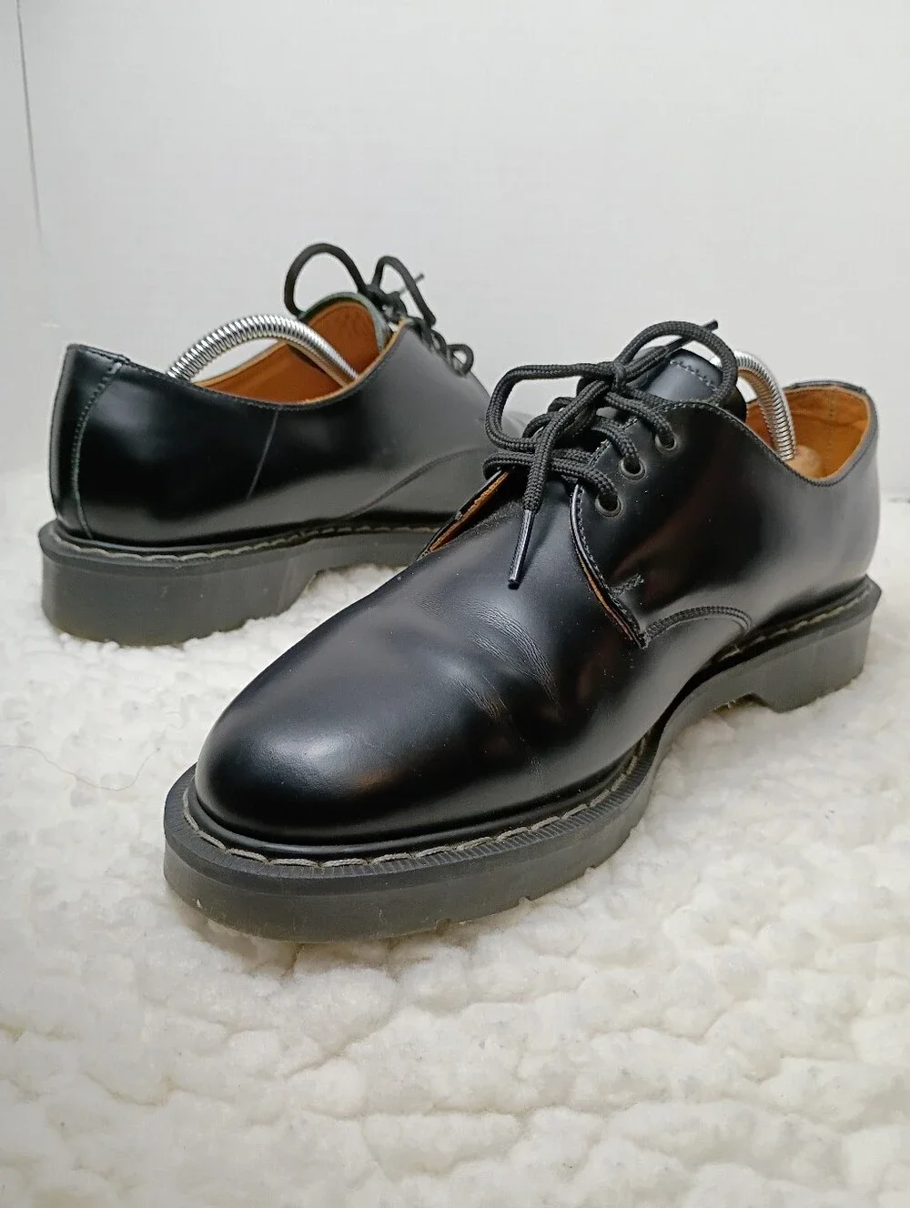 Solovair 3 Eye Gibson Derby Shoes Black Leather Made England Men's UK 10